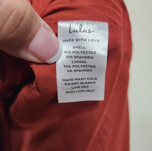 Lulu's Red Carpet Romance Rust Orange Satin Square Neck Maxi Dress L Party - Picture 11 of 12